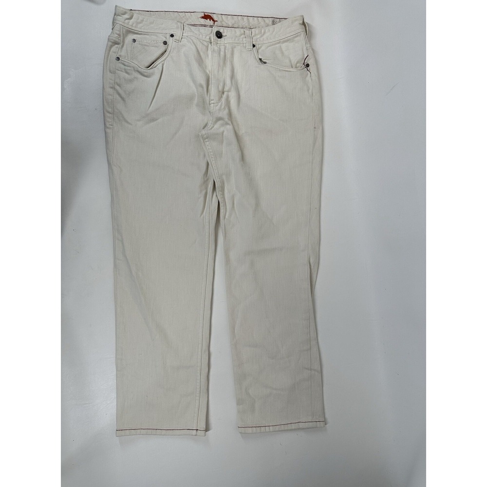 Tommy Bahama Jeans Mens 40x32 Ivory Denim Weftside Keys Vintage Slim Stretch